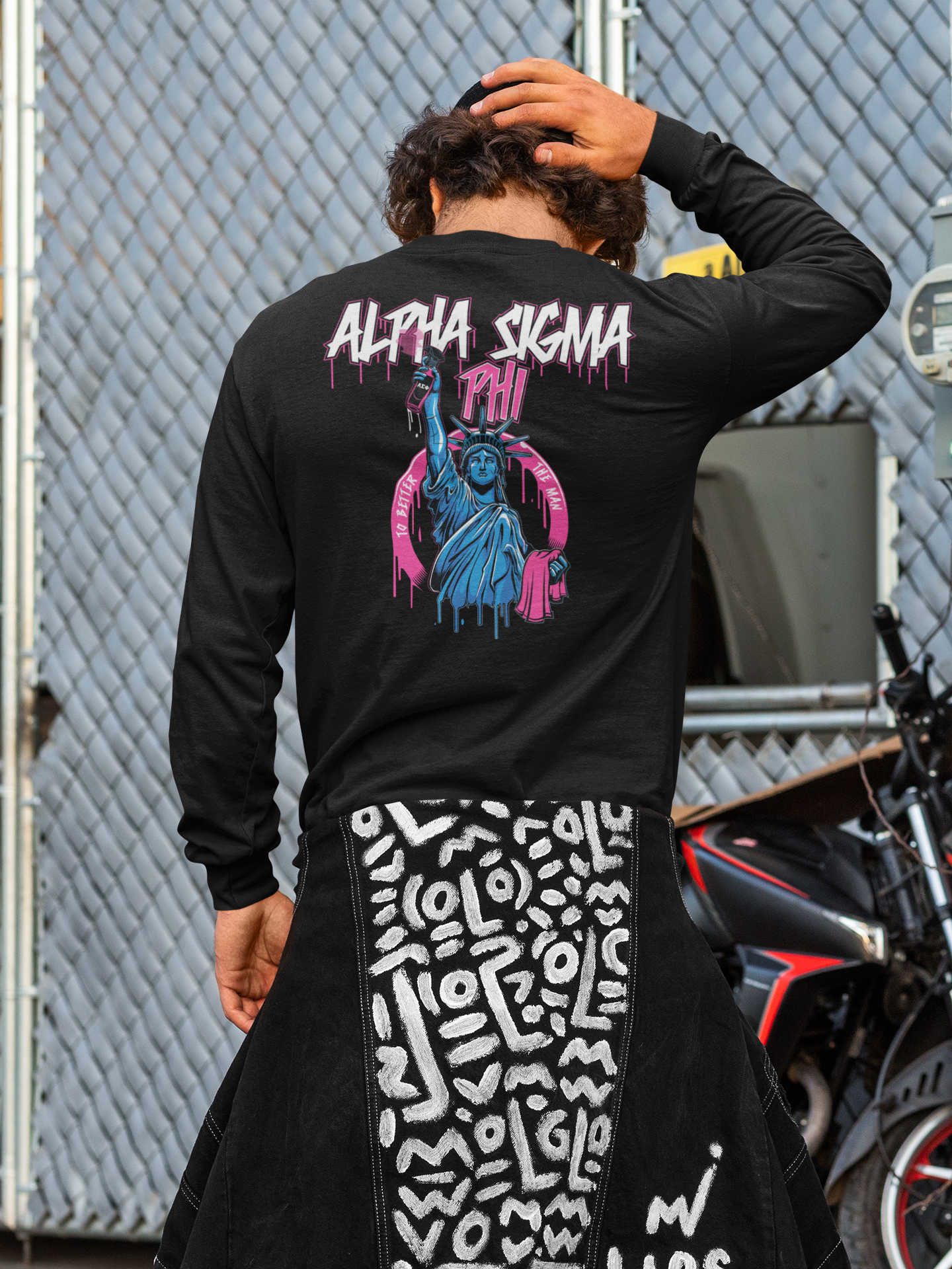 Alpha Sigma Phi Graphic Long Sleeve | Liberty Rebel | Alpha Sigma Phi Fraternity Shirt model 