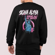 Sigma Alpha Epsilon Graphic Crewneck Sweatshirt | Liberty Rebel | Sigma Alpha Epsilon Clothing and Merchandise back model 