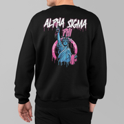 Alpha Sigma Phi Graphic Crewneck Sweatshirt | Liberty Rebel | Alpha Sigma Phi Fraternity Shirt  back model 