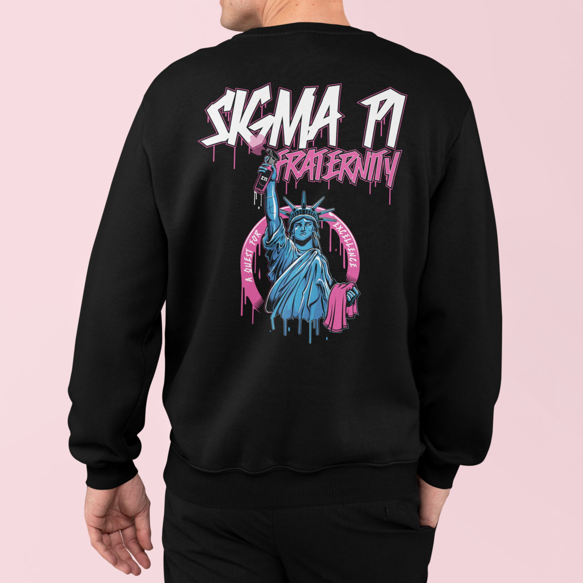 Sigma Pi Graphic Crewneck Sweatshirt | Liberty Rebel | Sigma Pi Apparel and Merchandise model 
