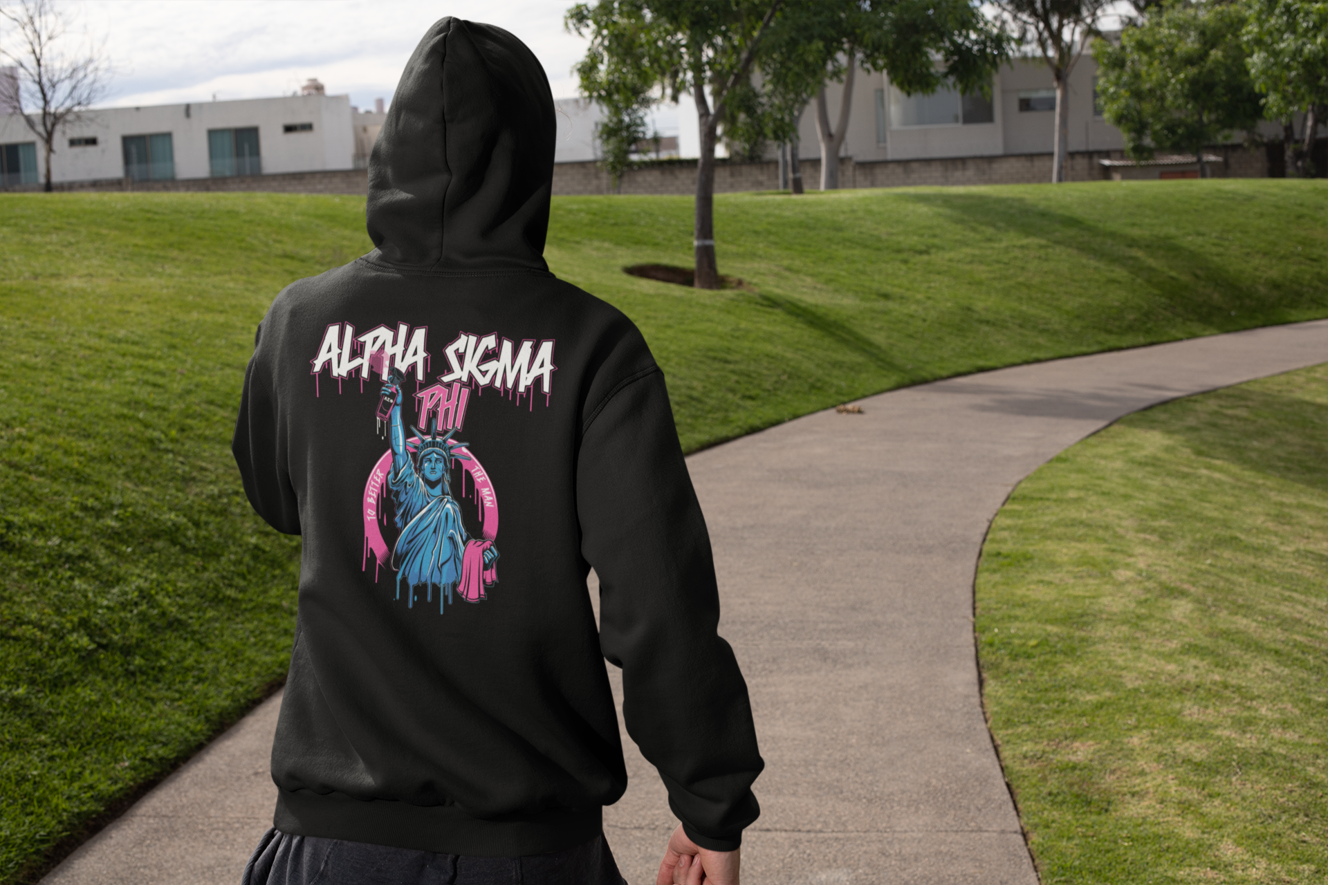 Alpha Sigma Phi Graphic Hoodie | Liberty Rebel | Alpha Sigma Phi Fraternity Shirt  back model 