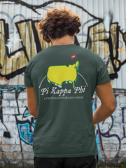 green Pi Kappa Phi Graphic T-Shirt | The Masters | Pi Kappa Phi Apparel and Merchandise model 