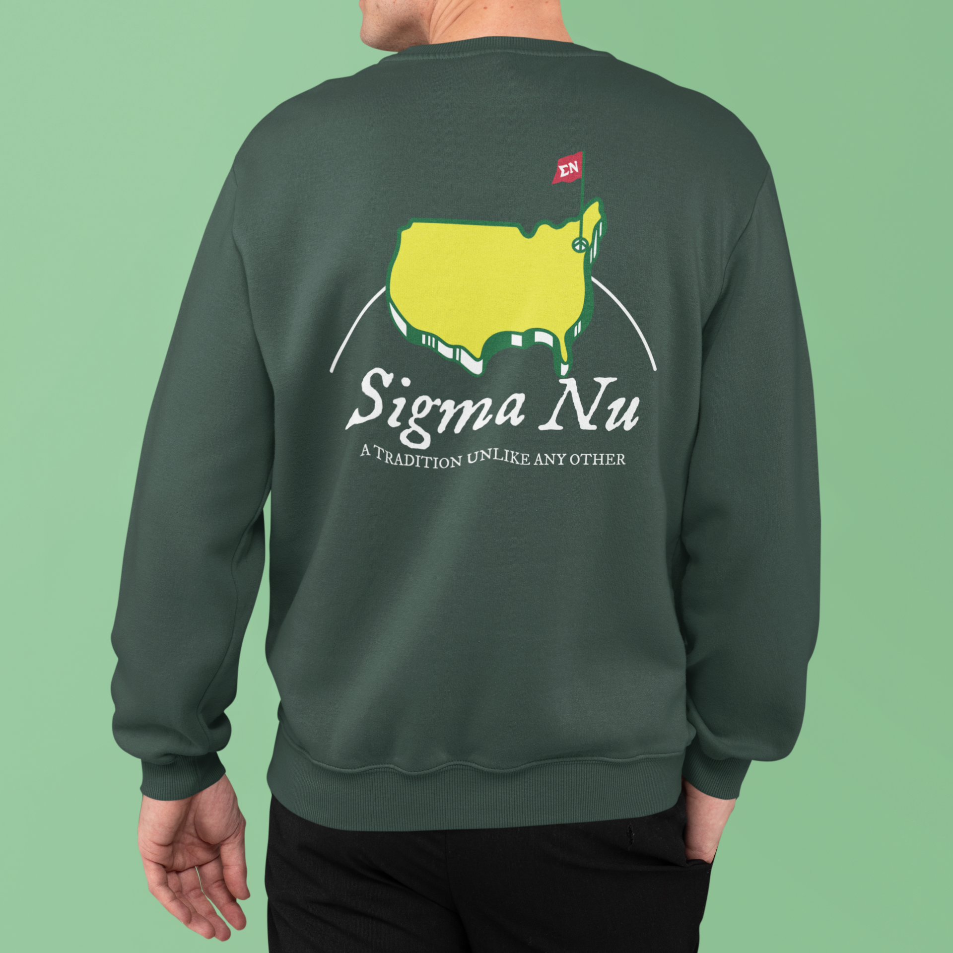 Sigma Nu Graphic Crewneck Sweatshirt | The Masters | Sigma Nu Clothing, Apparel and Merchandise back model 