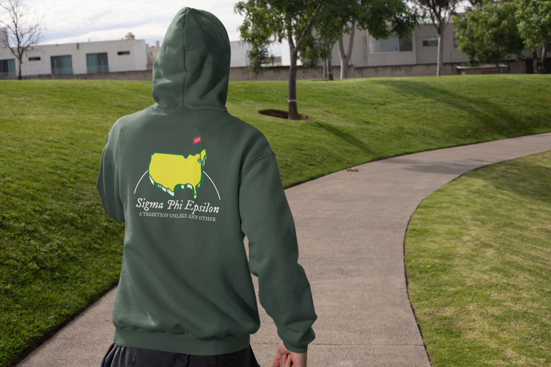 Sigma Phi Epsilon Graphic Hoodie | The Masters | SigEp Clothing - Campus Apparel model