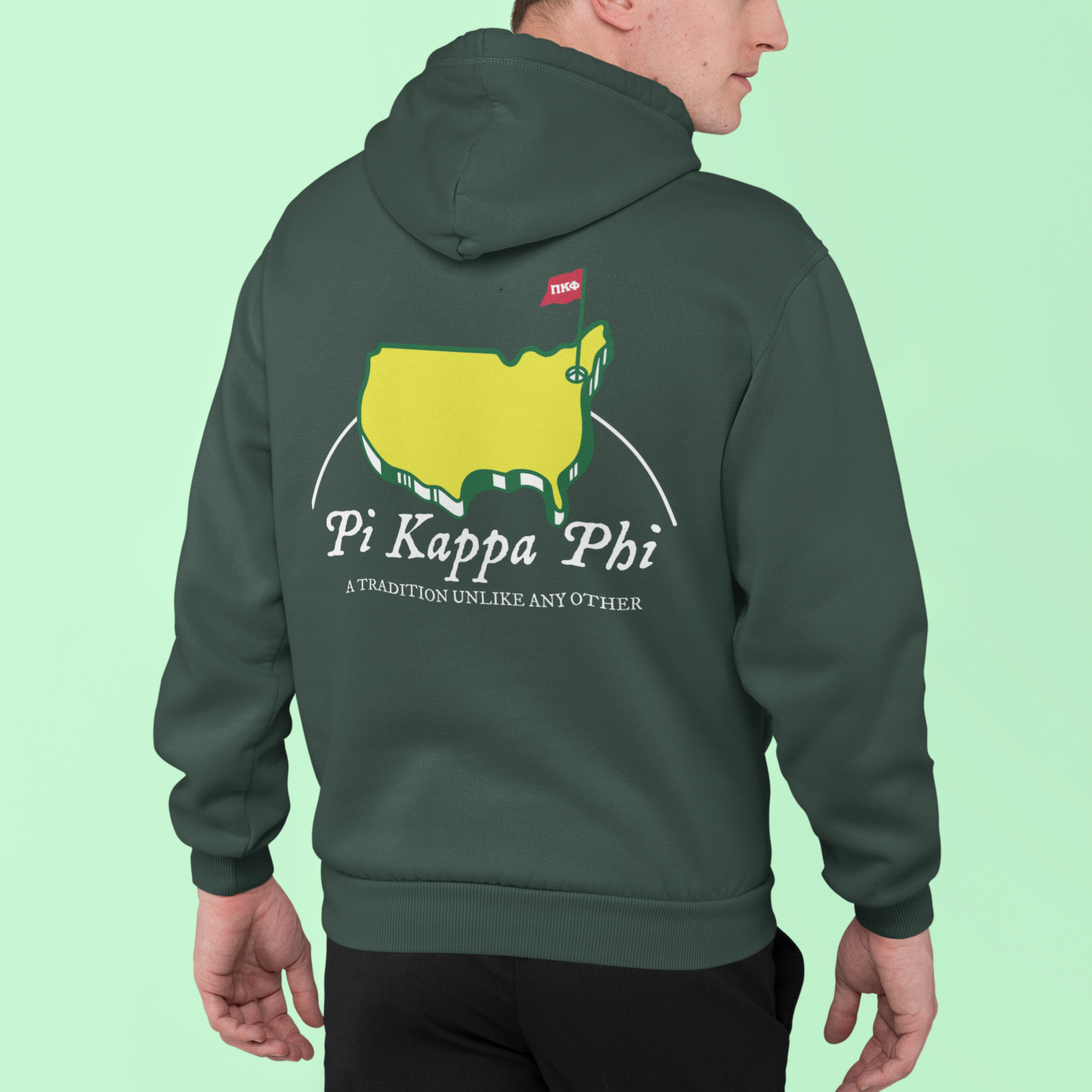 Pi Kappa Phi Graphic Hoodie | The Masters | Pi Kappa Phi Apparel and Merchandise back model 