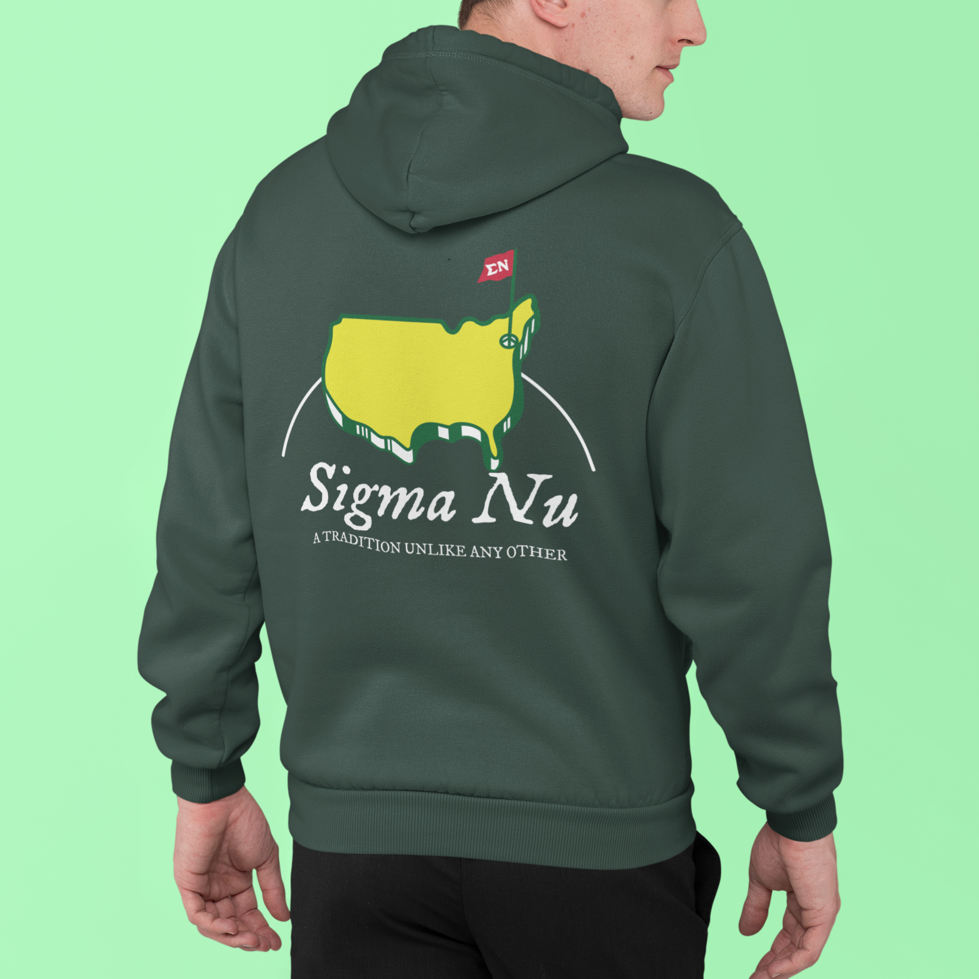 Sigma Nu Graphic Hoodie | The Masters | Sigma Nu Clothing, Apparel and Merchandise back model 