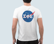 White Sigma Phi Epsilon Graphic T-Shirt | Nasa 2.0 | SigEp Clothing - Campus Apparel model 