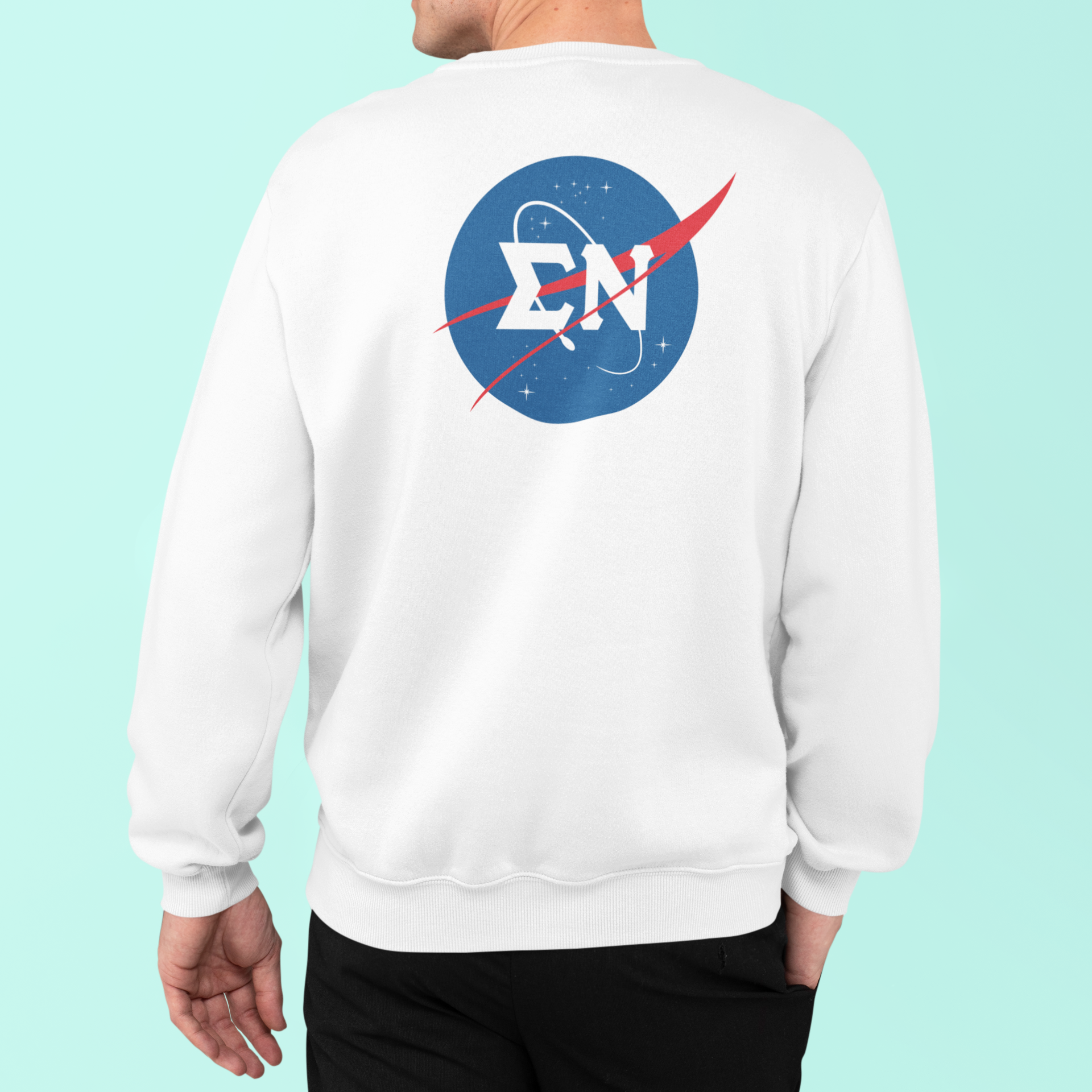 White Sigma Nu Graphic Crewneck Sweatshirt | Nasa 2.0 | Sigma Nu Clothing, Apparel and Merchandise model 
