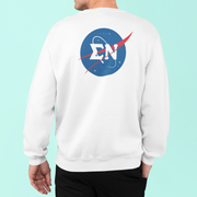 White Sigma Nu Graphic Crewneck Sweatshirt | Nasa 2.0 | Sigma Nu Clothing, Apparel and Merchandise back model 