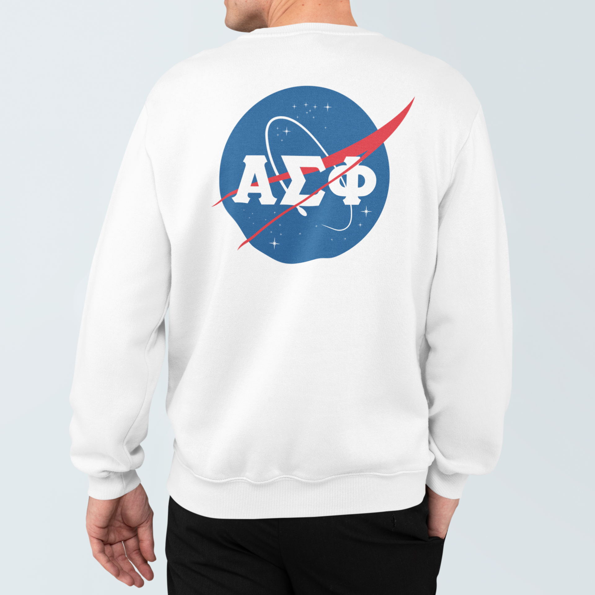 Alpha Sigma Phi Graphic Crewneck Sweatshirt | Nasa 2.0 | Alpha Sigma Phi Fraternity Crewneck Shirt  model 
