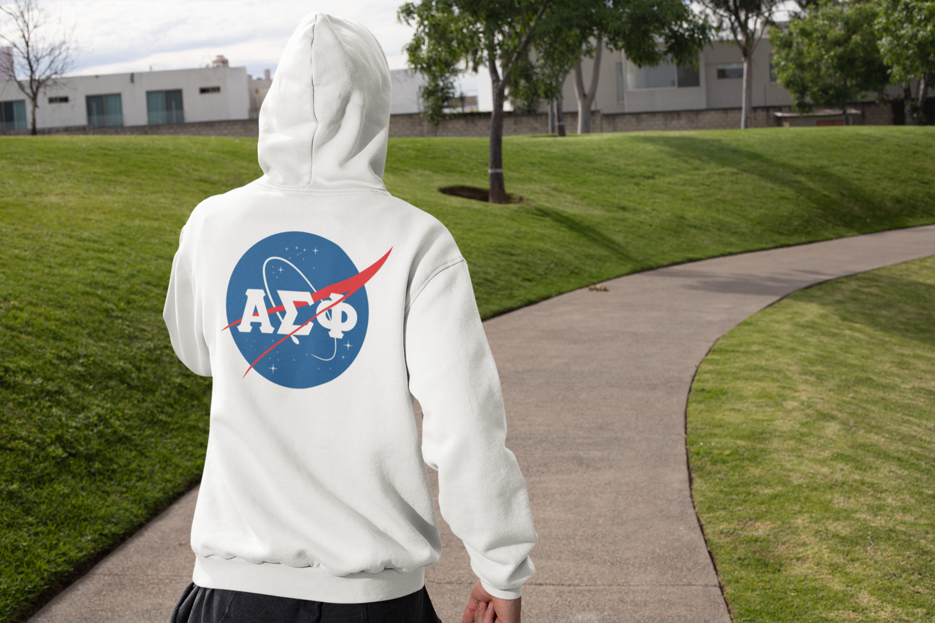 Alpha Sigma Phi Graphic Hoodie | Nasa 2.0 | Alpha Sigma Phi Hoodie Fraternity Shirt  back model 