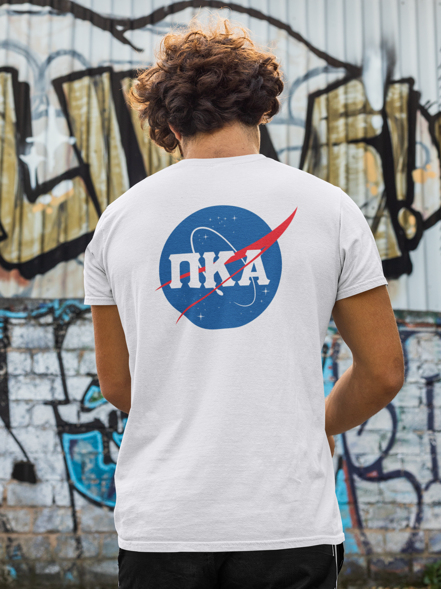 Pi Kappa Alpha Graphic T-Shirt | Nasa 2.0 | Pi kappa alpha fraternity shirt back model 