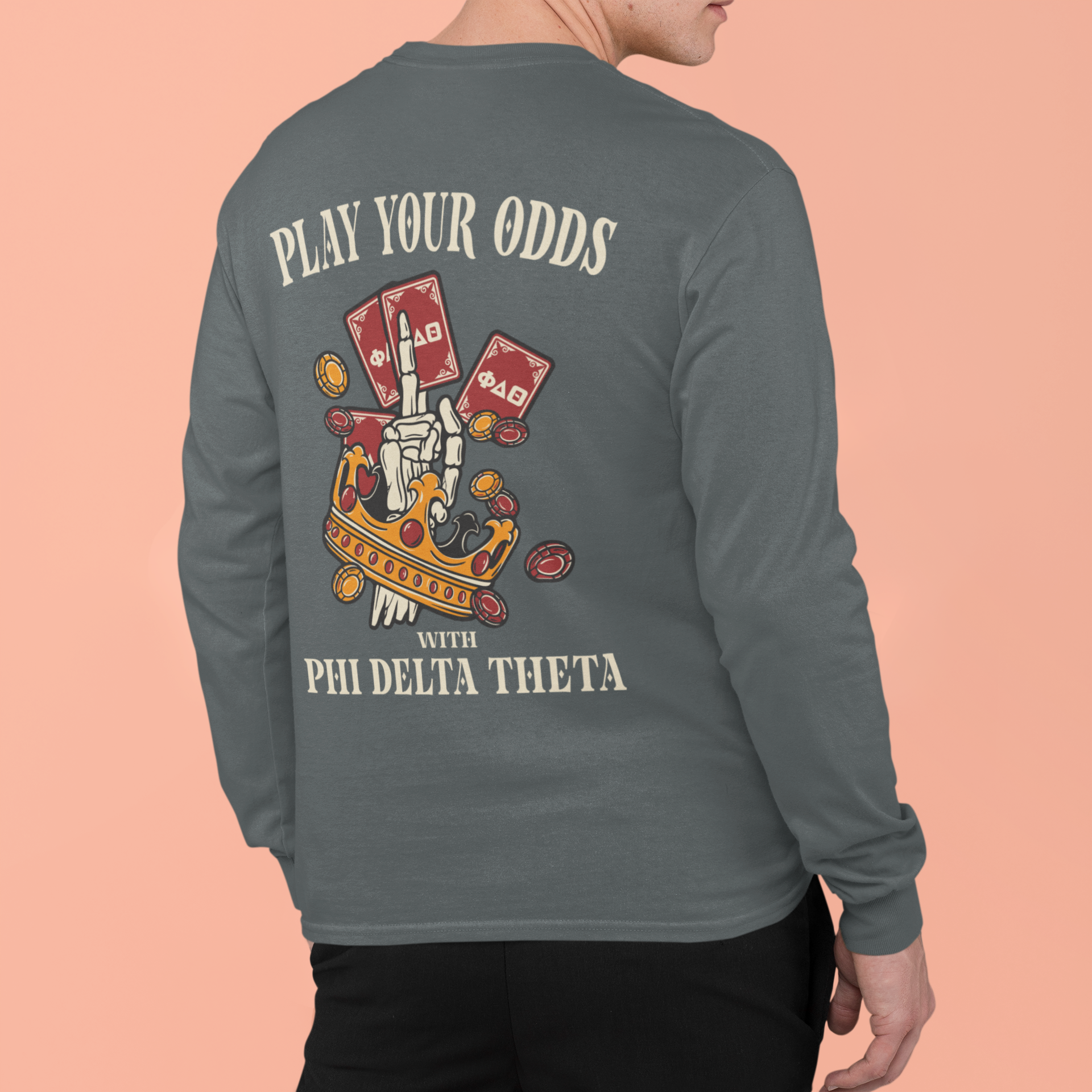 Phi Delta Theta Graphic Long Sleeve | Play Your Odds | phi delta theta fraternity greek apparel model 