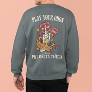 Phi Delta Theta Graphic Crewneck Sweatshirt | Play Your Odds | phi delta theta fraternity greek apparel back model 