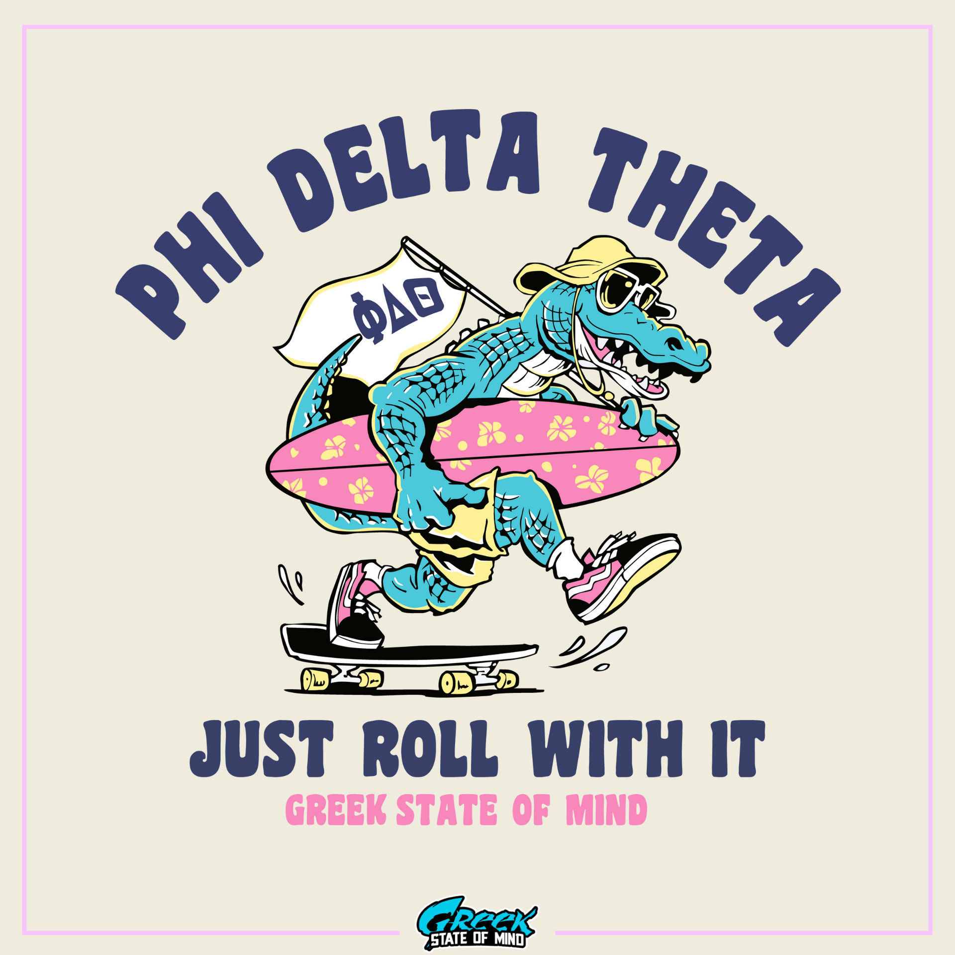 Phi Delta Theta Graphic Hoodie | Alligator Skater | phi delta theta fraternity greek apparel design 
