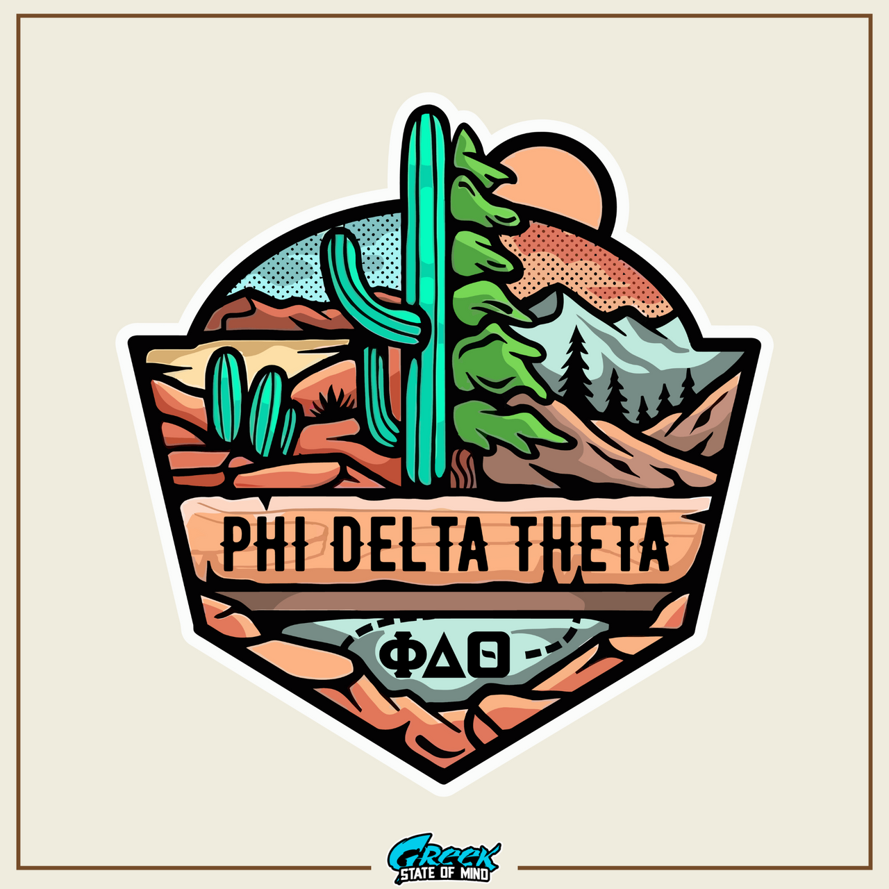 Phi Delta Theta Graphic Hoodie | Desert Mountains | phi delta theta fraternity greek apparel design  