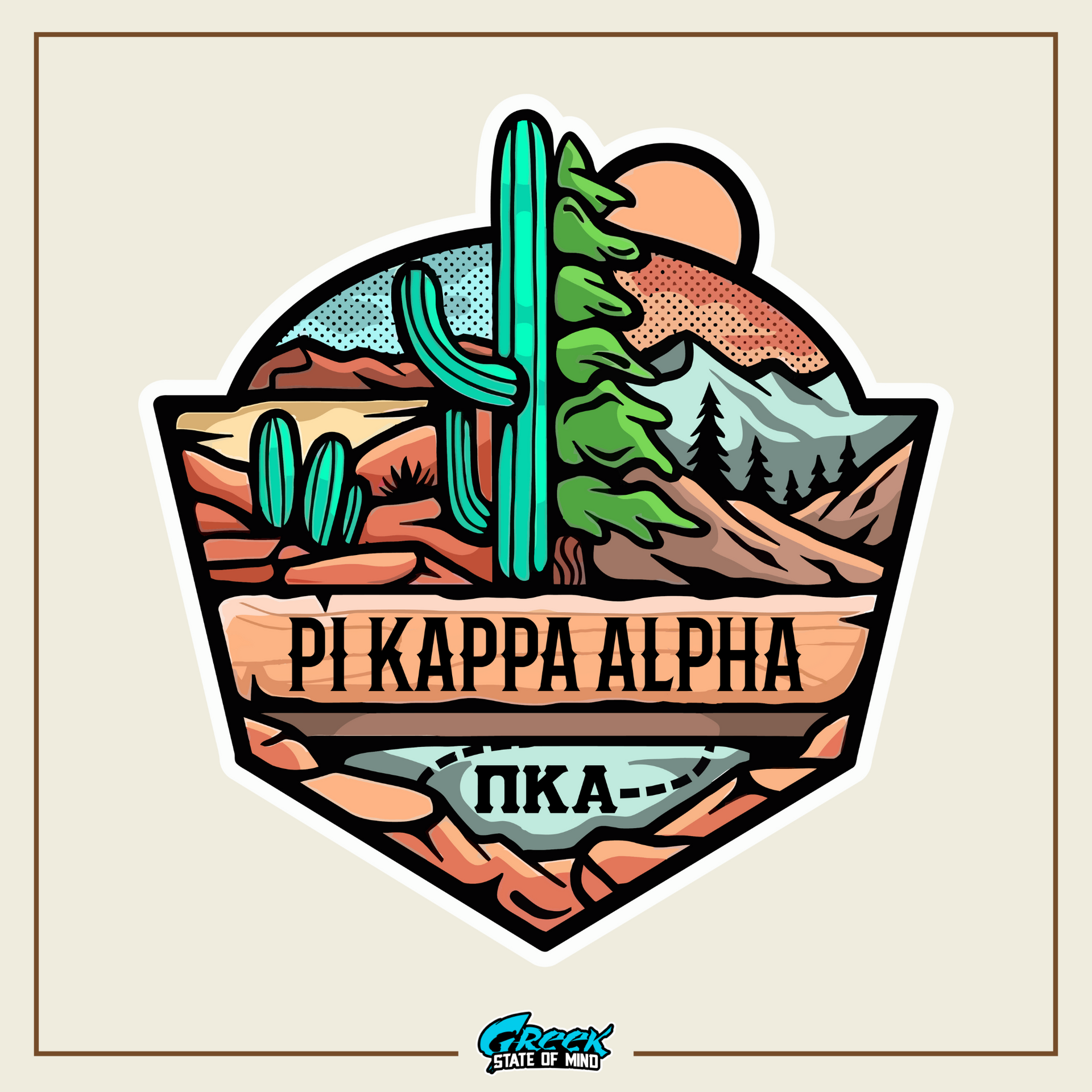 Pi Kappa Alpha Graphic T-Shirt | Desert Mountains | Pi kappa alpha fraternity shirt design 