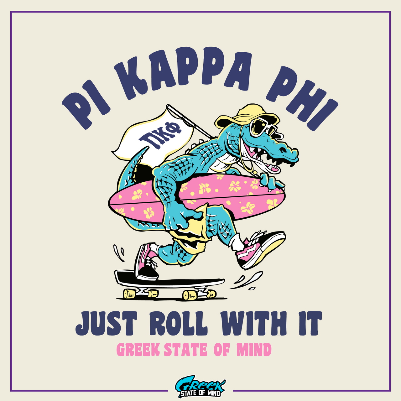 Pi Kappa Phi Graphic T-Shirt | Alligator Skater | Pi kappa alpha fraternity shirt design 