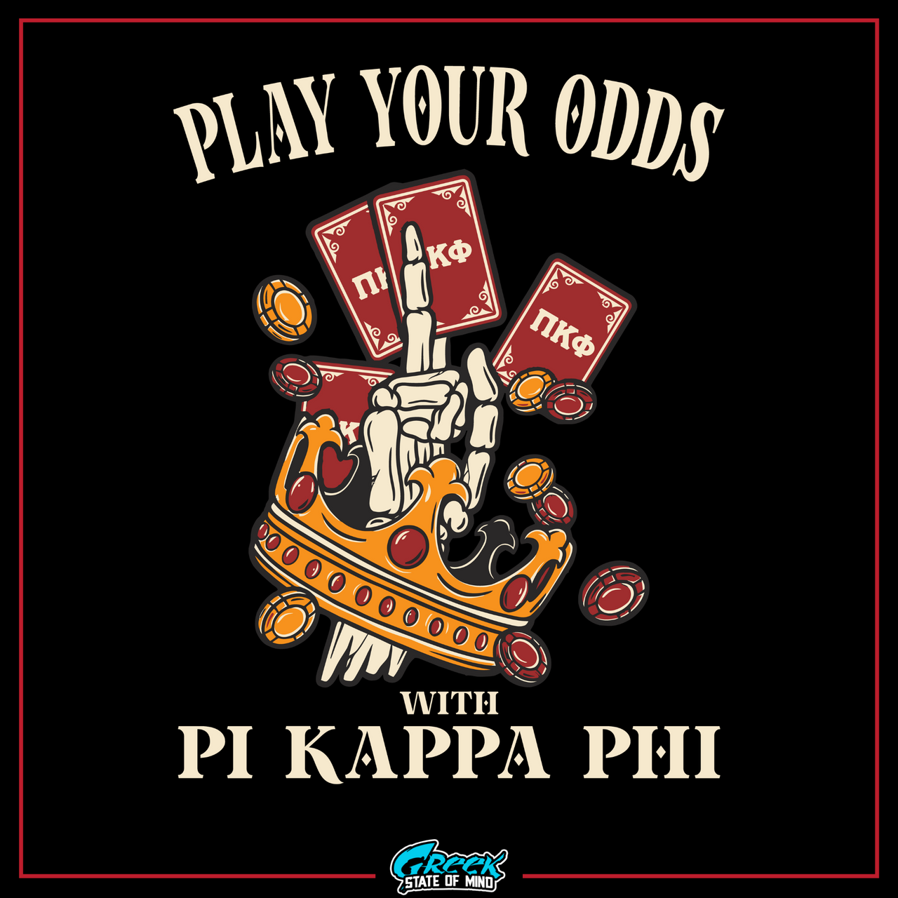 Pi Kappa Phi Graphic Crewneck Sweatshirt | Play Your Odds | Pi Kappa Phi Apparel and Merchandise design 