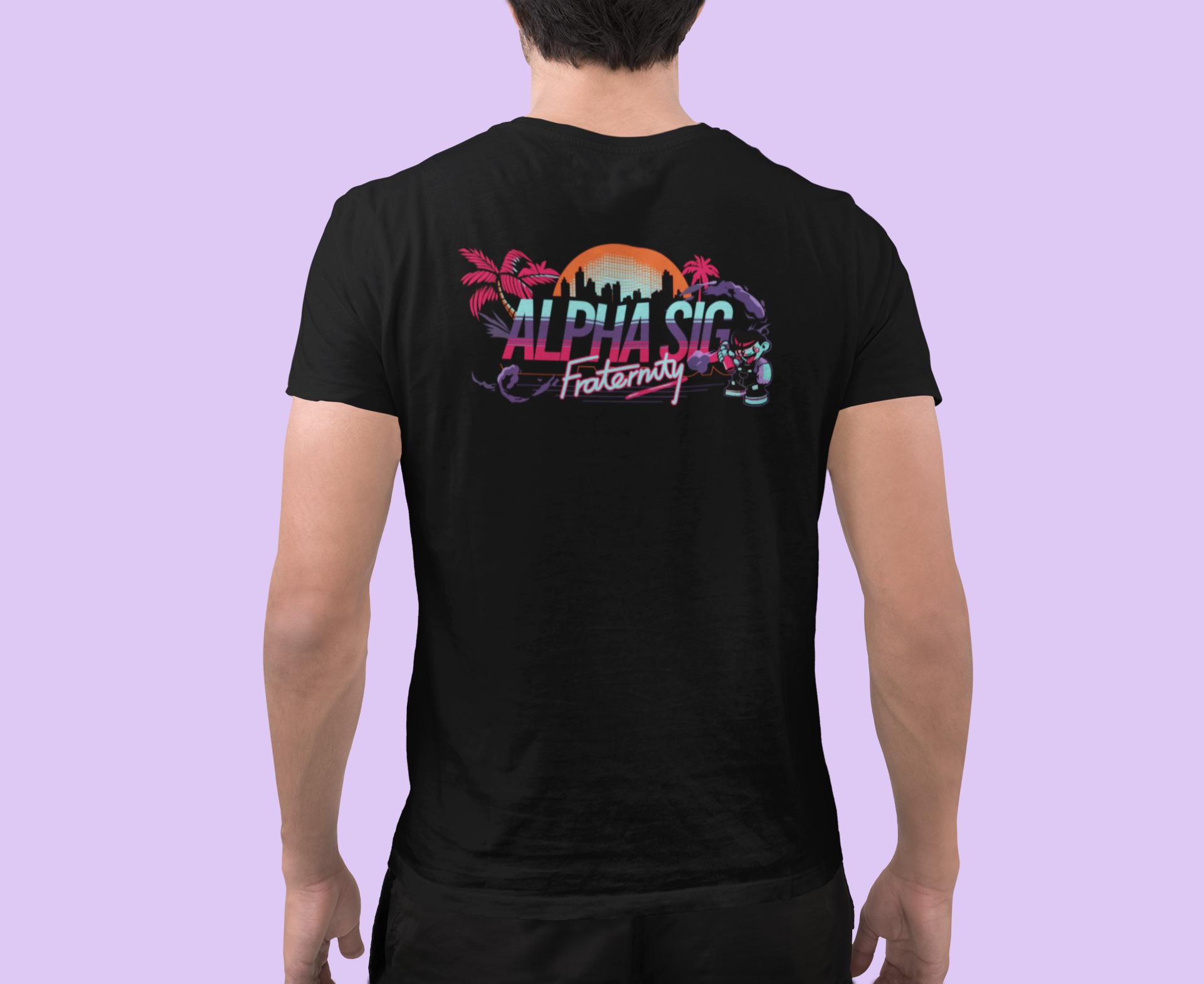 Alpha Sigma Phi Graphic T-Shirt | Jump Street | Alpha Sigma Phi Fraternity Shirt  back model 