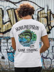 Sigma Phi Epsilon Graphic T-Shirt | Gone Fishing | SigEp Clothing - Campus Apparel model