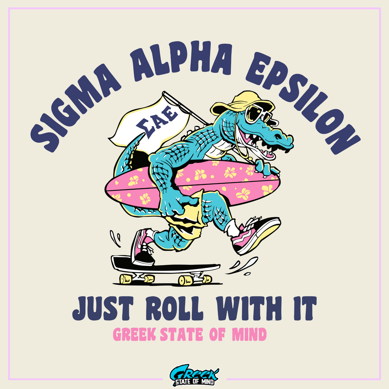 Sigma Alpha Epsilon Graphic Crewneck Sweatshirt | Alligator Skater | Sigma Alpha Epsilon Clothing and Merchandise design 