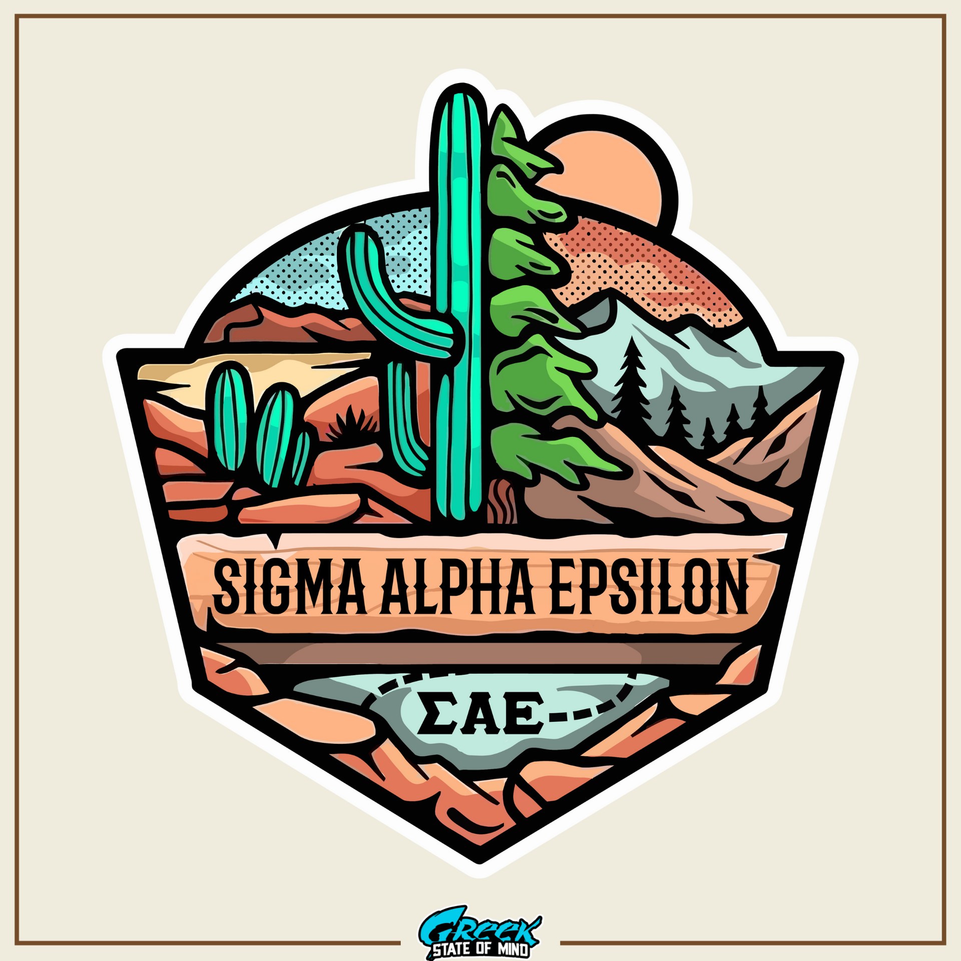 Sigma Alpha Epsilon Graphic Crewneck Sweatshirt | Desert Mountains | Sigma Alpha Epsilon Clothing and Merchandise design 