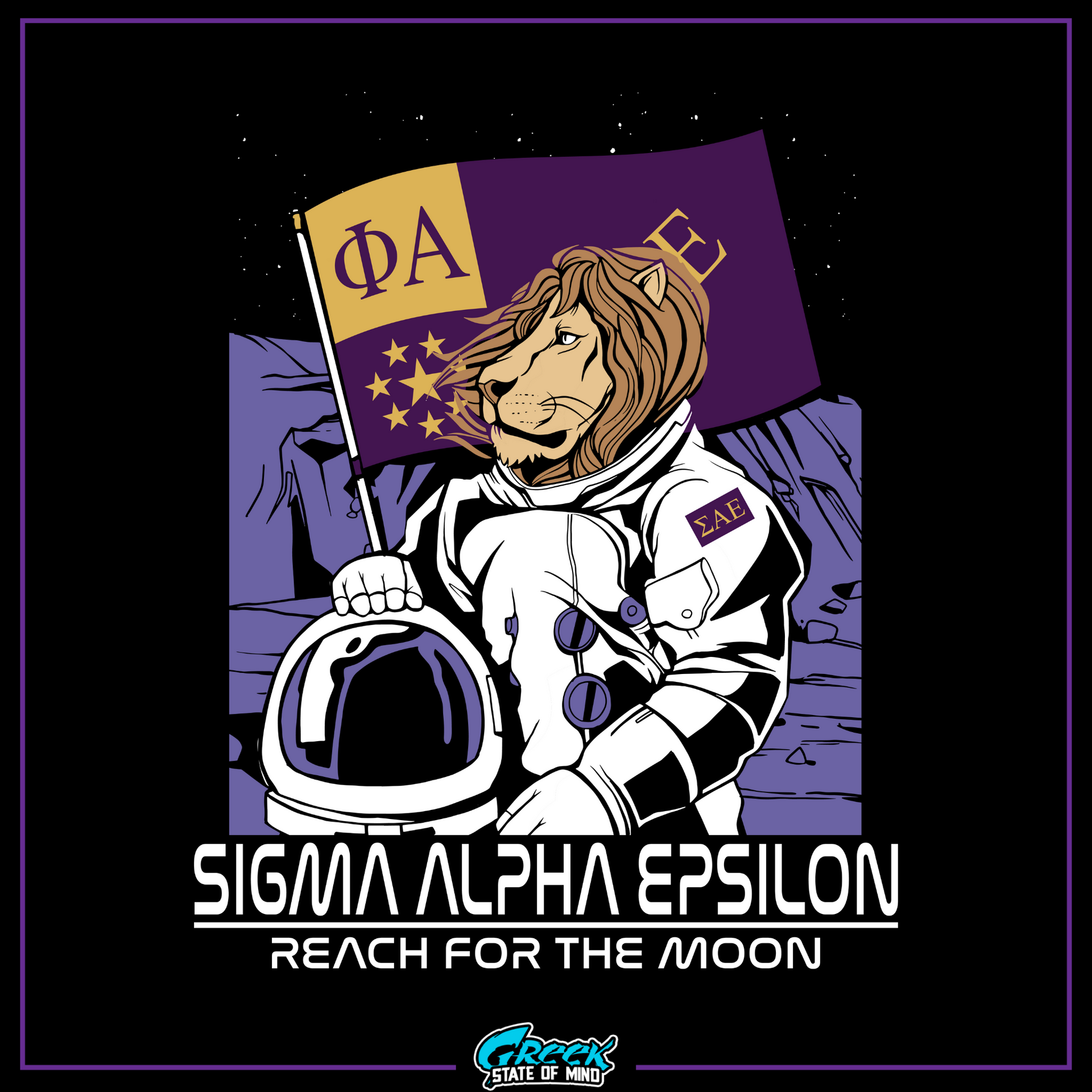 Sigma Alpha Epsilon Graphic Crewneck Sweatshirt | Space Lion | Sigma Alpha Epsilon Clothing and Merchandise design 