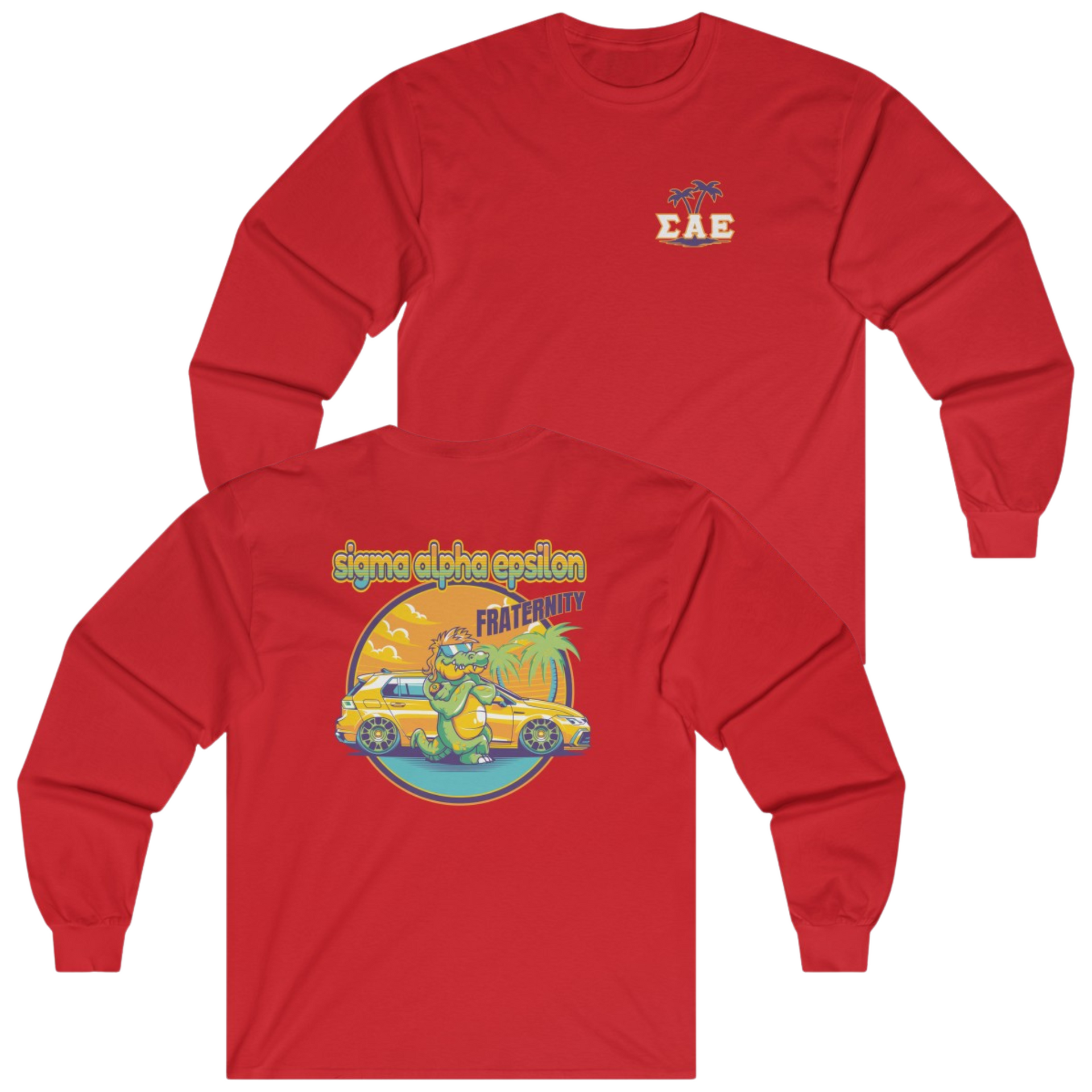 Red Sigma Alpha Epsilon Graphic Long Sleeve | Cool Croc | Sigma Alpha Epsilon Clothing and Merchandise 