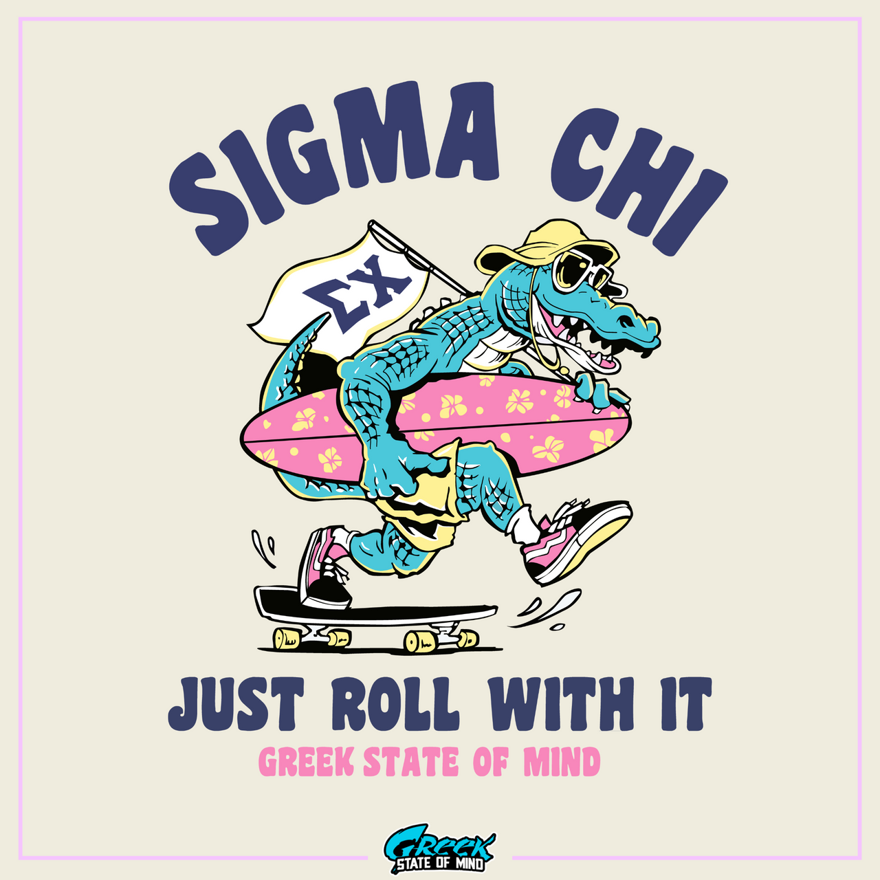 Sigma Chi Graphic T-Shirt | Alligator Skater | Sigma Chi Fraternity Apparel design 