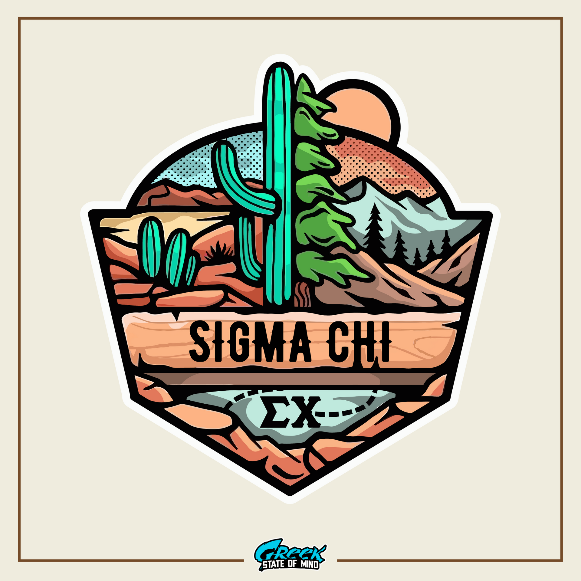 Sigma Chi Graphic Long Sleeve T-Shirt | Desert Mountains | Sigma Chi Fraternity Apparel design