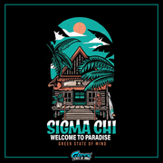 Sigma Chi Graphic Crewneck Sweatshirt | Welcome to Paradise | Sigma Chi Fraternity Merch House design