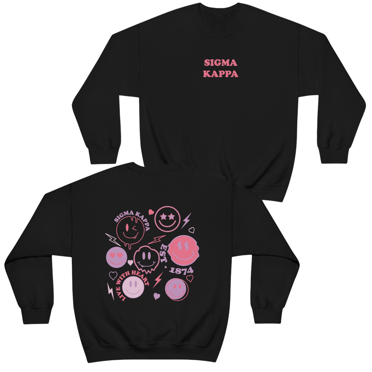 Sigma Kappa Graphic Crewneck Sweatshirt | Zap Smiley (Conference Pre-Sale)