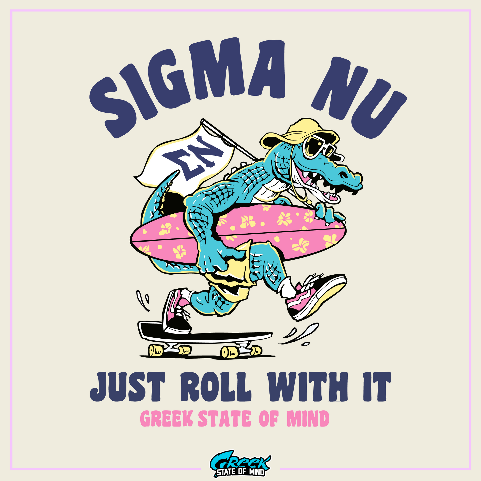 Sigma Nu Graphic Crewneck Sweatshirt | Alligator Skater | Sigma Nu Clothing, Apparel and Merchandise design 