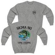 Grey Sigma Nu Graphic Crewneck Sweatshirt | Gone Fishing | Sigma Nu Clothing, Apparel and Merchandise