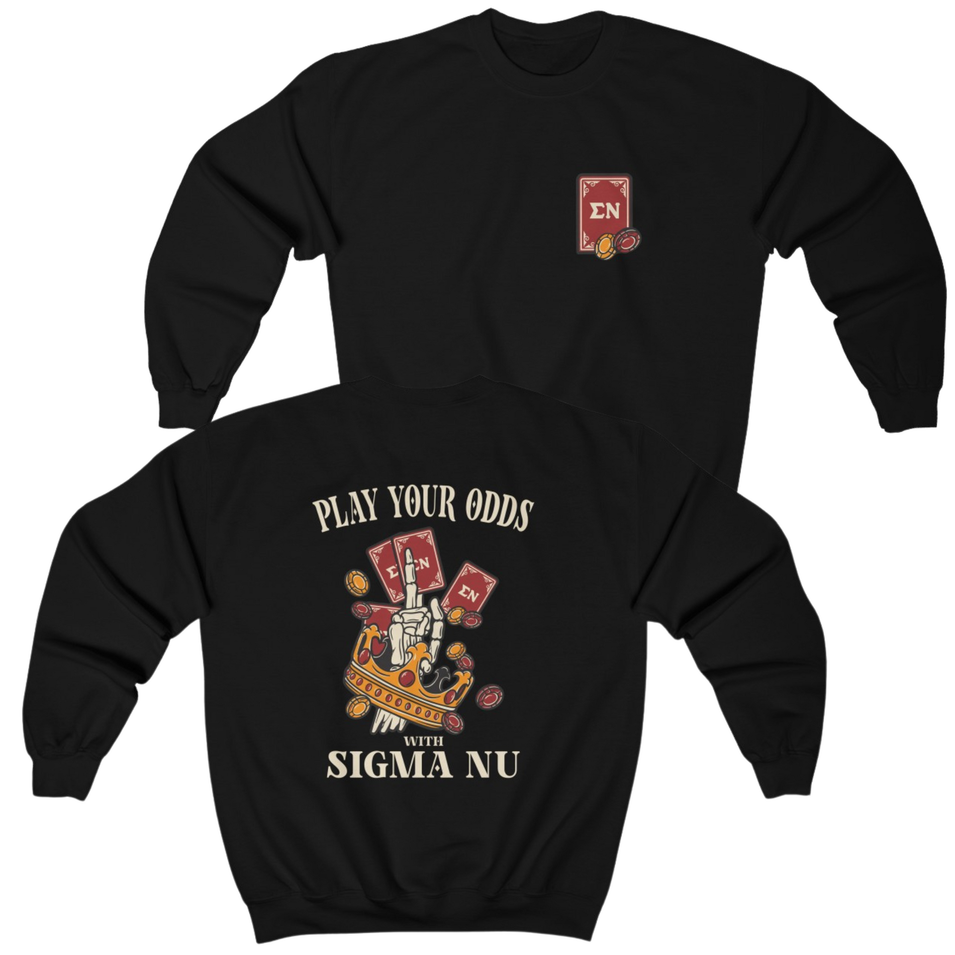 Black Sigma Nu Graphic Crewneck Sweatshirt | Play Your Odds | Sigma Nu Clothing, Apparel and Merchandise
