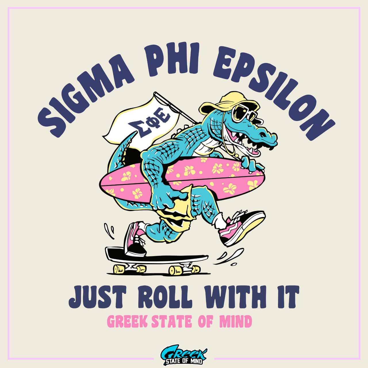 Sigma Phi Epsilon Graphic Hoodie | Alligator Skater | SigEp Clothing - Campus Apparel design