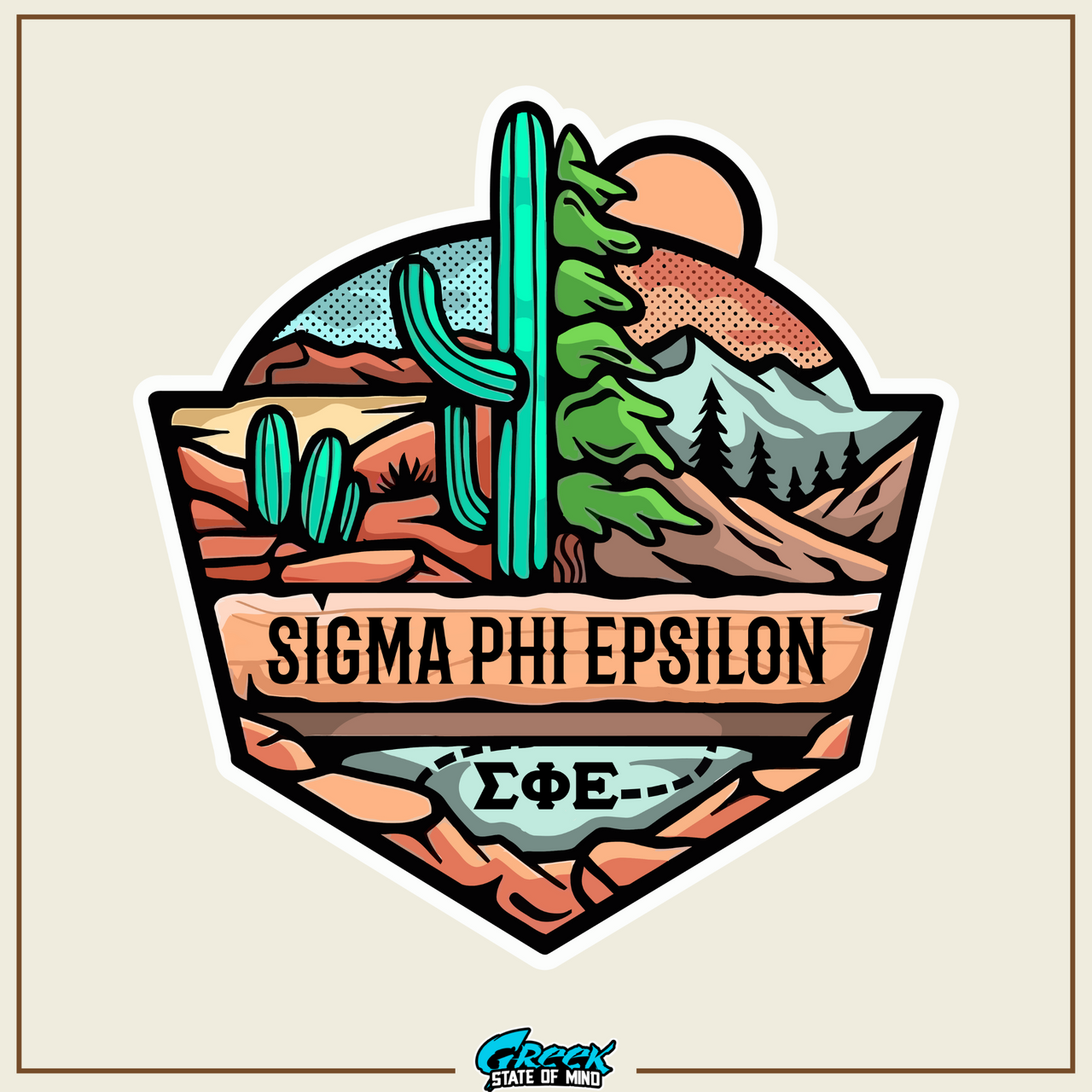 Sigma Phi Epsilon Graphic Hoodie | Desert Mountains | SigEp Clothing - Campus Apparel design 