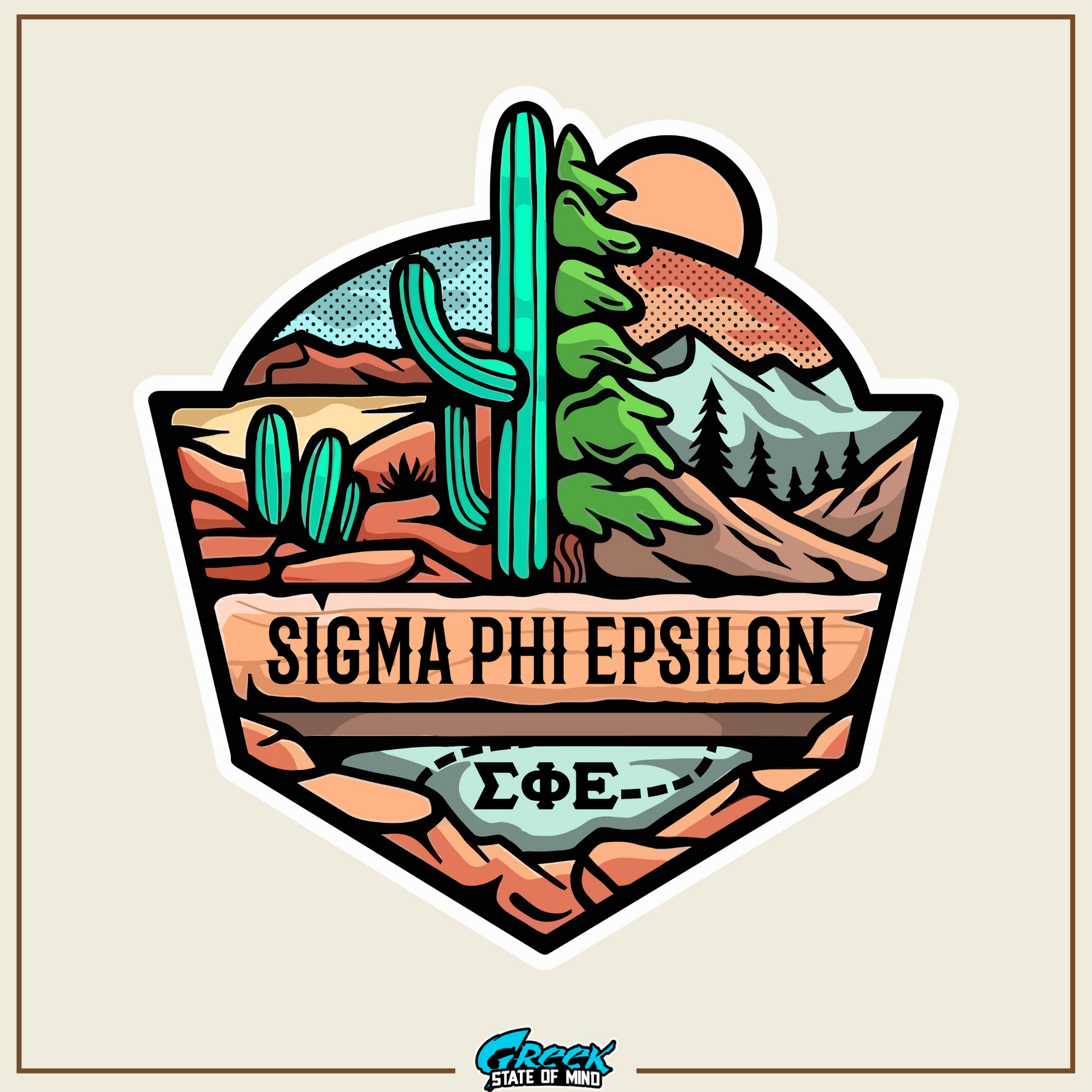 Sigma Phi Epsilon Graphic Crewneck Sweatshirt | Desert Mountains | SigEp Clothing - Campus Apparel design