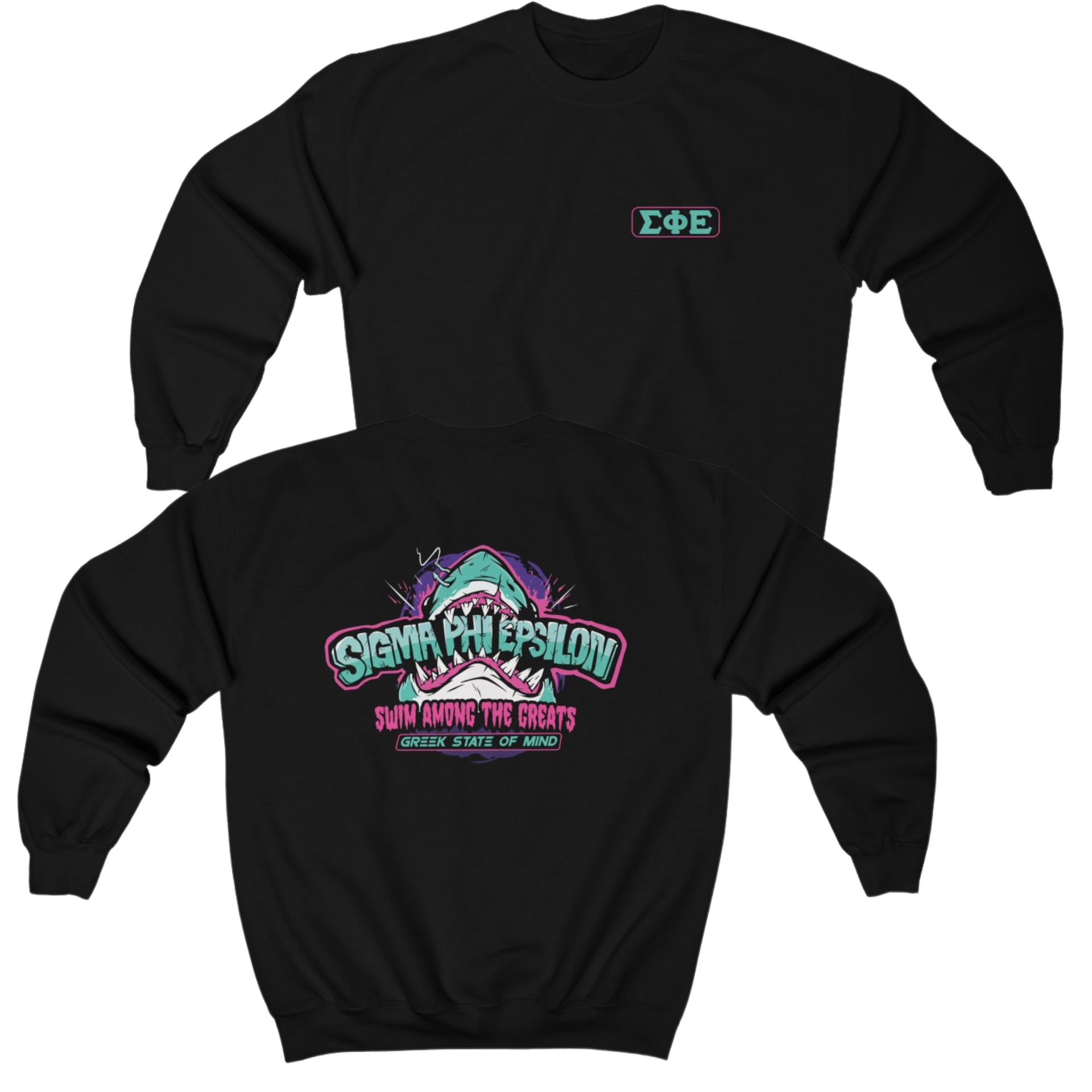 Black Sigma Phi Epsilon Graphic Crewneck Sweatshirt | The Deep End | SigEp Fraternity Clothes and Merchandise