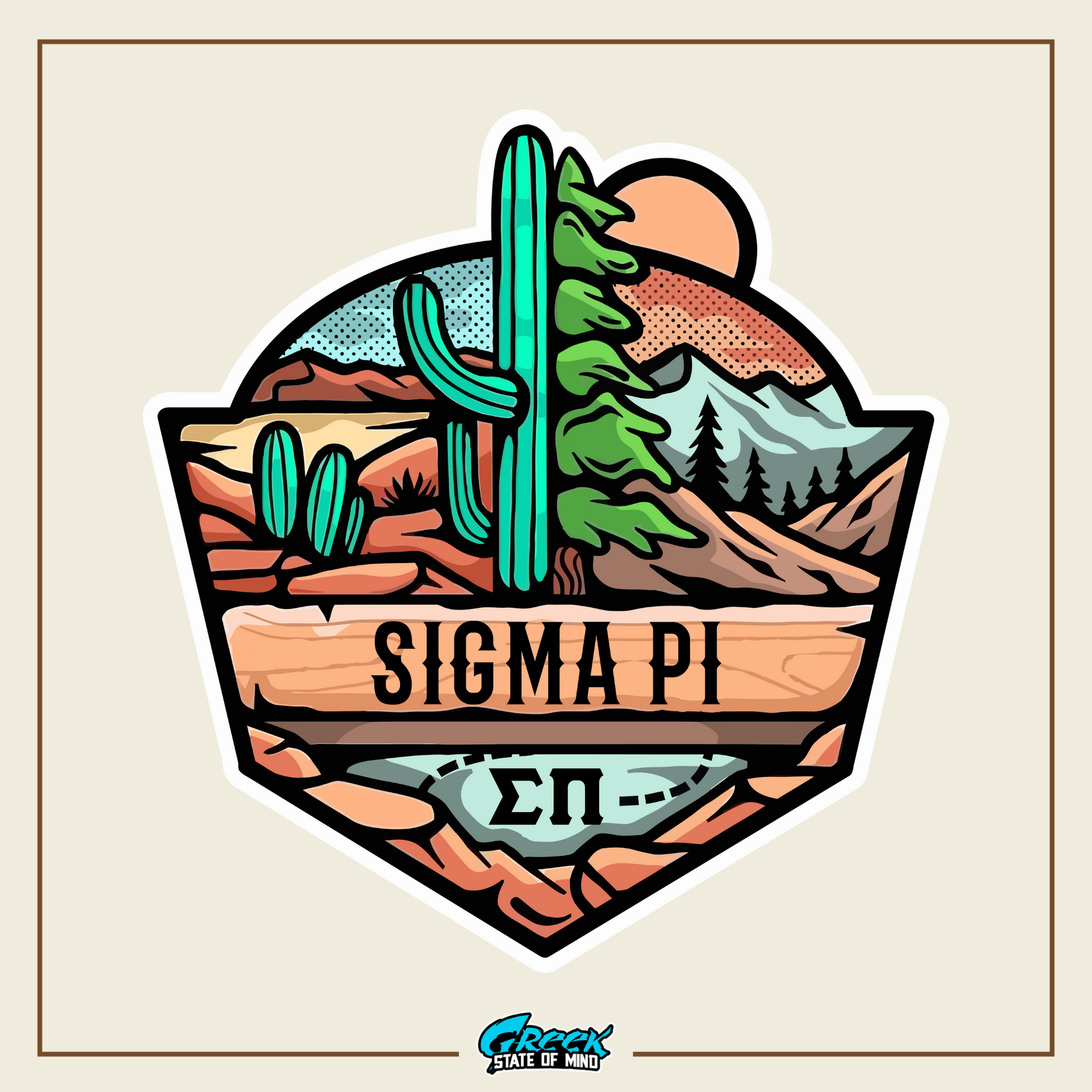 Sigma Pi Graphic Long Sleeve T-Shirt | Desert Mountains | Sigma Pi Apparel and Merchandise design 