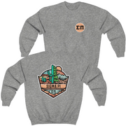 Grey Sigma Pi Graphic Crewneck Sweatshirt | Desert Mountains | Sigma Pi Apparel and Merchandise