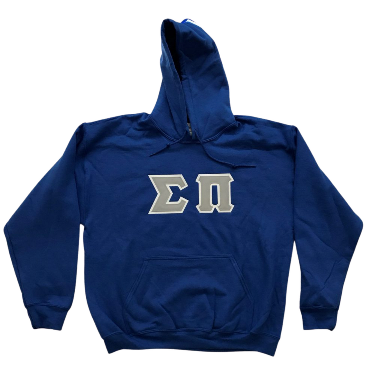 Sigma Pi Stitched Letter Hoodie | Gray with White Border
