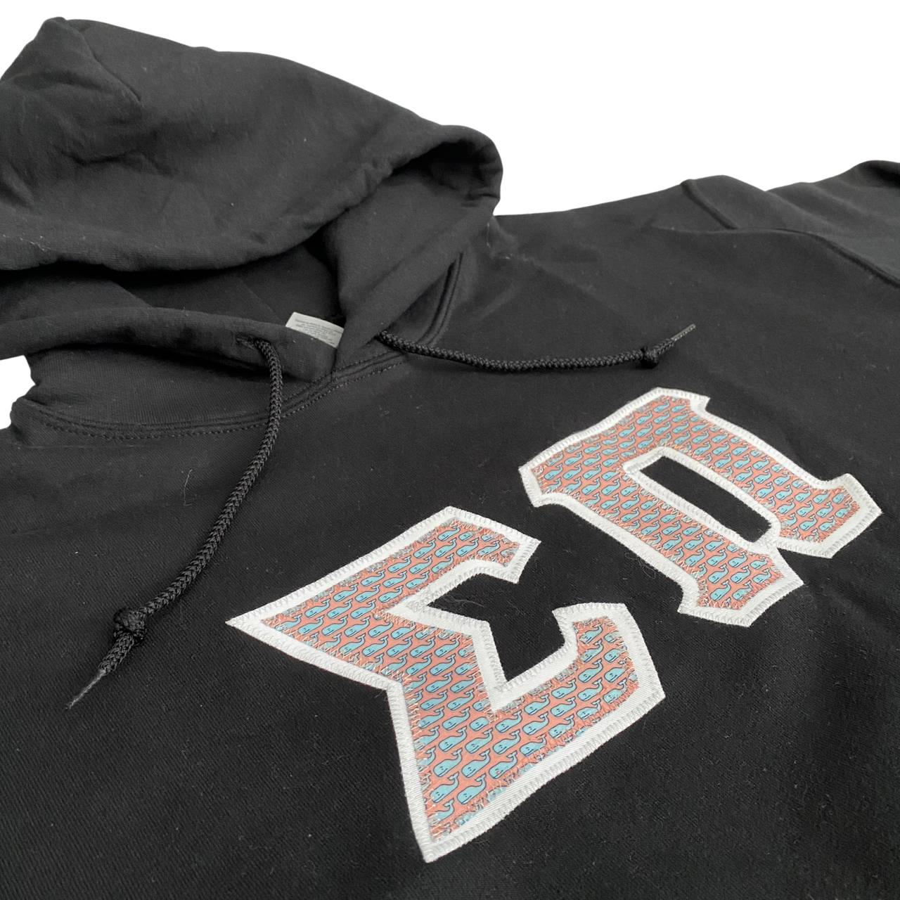 Sigma Pi Stitched Letter Hoodie | Vineyard Vines Whales with White Border