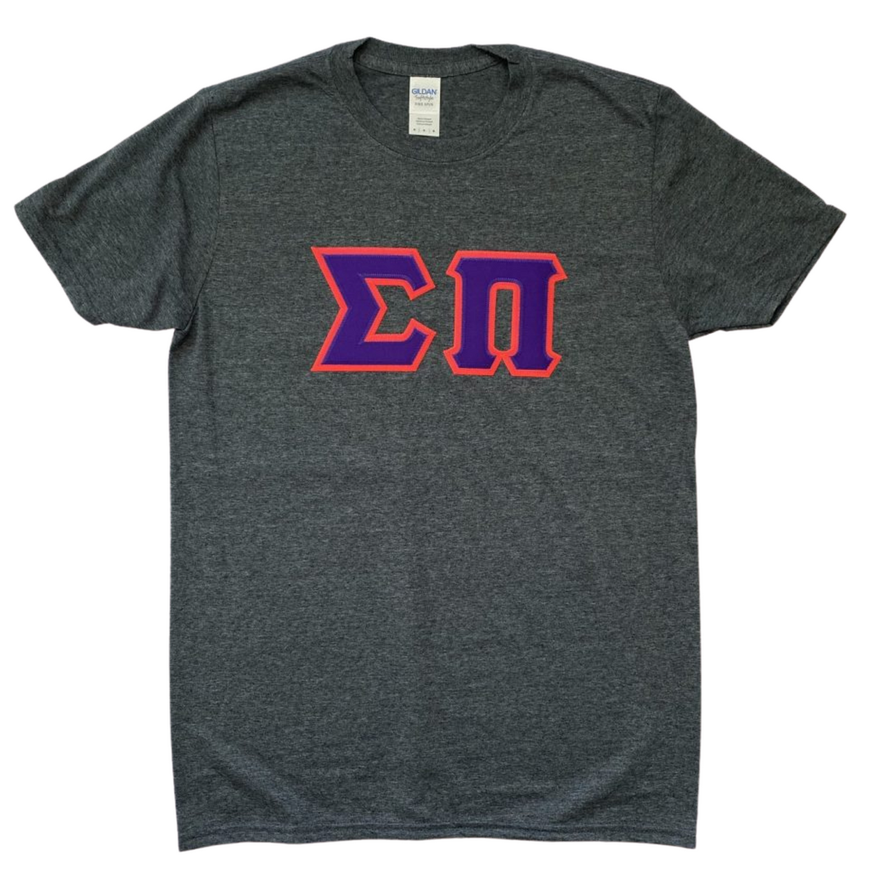 Sigma Pi Stitched Letters | Purple with Pink Border
