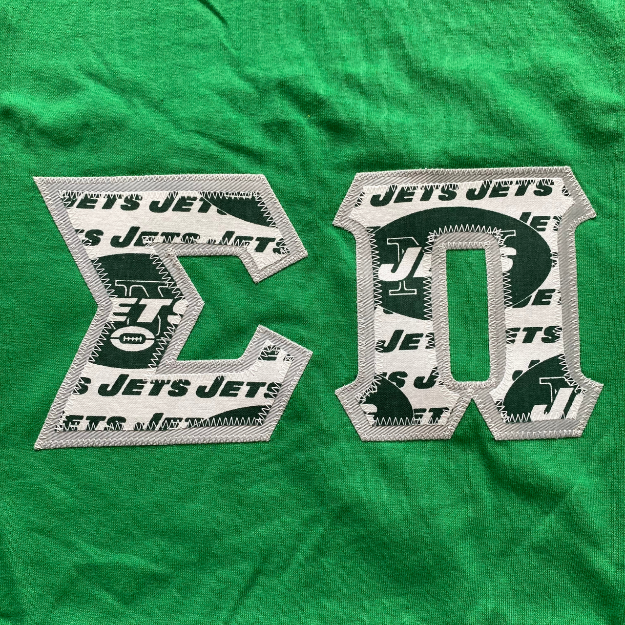 Sigma Pi Stitched Letter T-Shirt | Jets Football