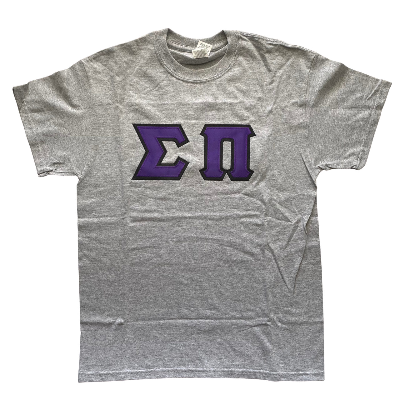 Sigma Pi Stitched Letter T-Shirt | Purple with Black Border
