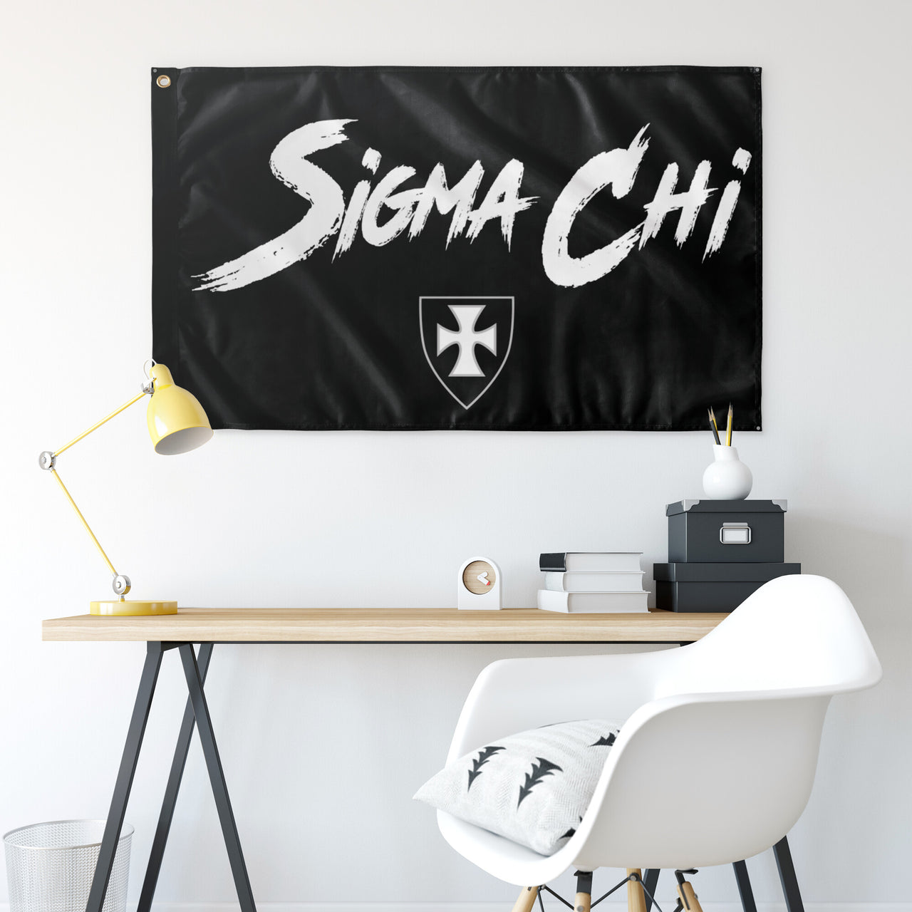 Sigma Chi Fighter Flag | Black and White