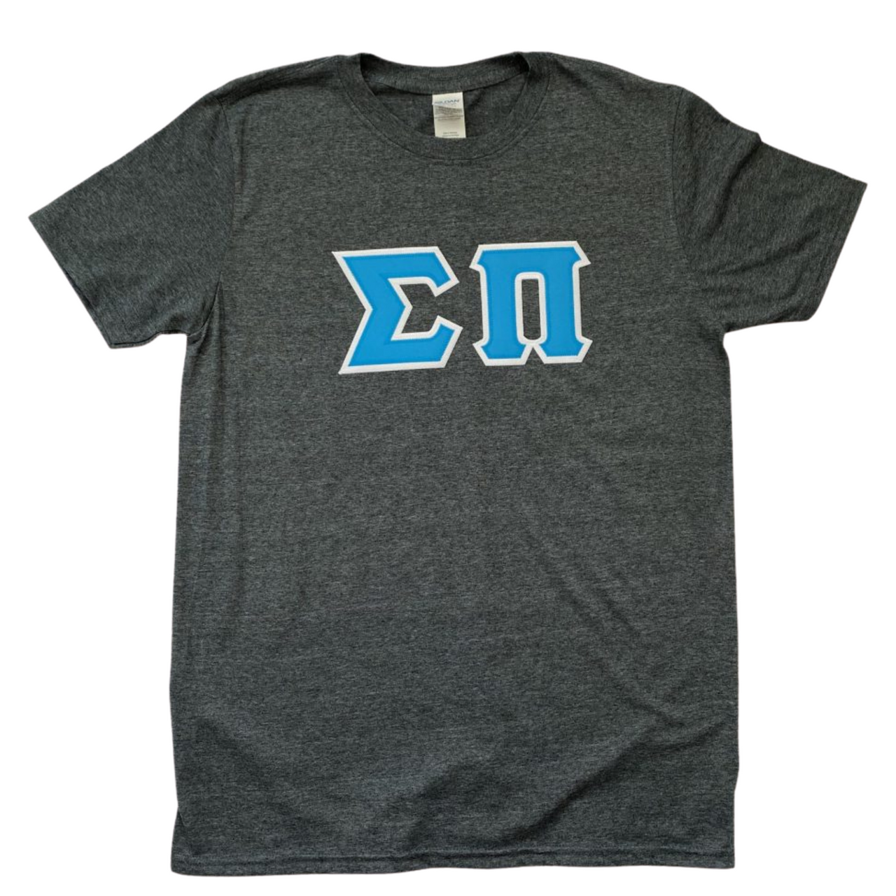 Sigma Pi Stitched Letters | Cyan with White Border