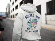 White Sigma Nu Graphic Hoodie | Alligator Skater | Sigma Nu Clothing, Apparel and Merchandise model 